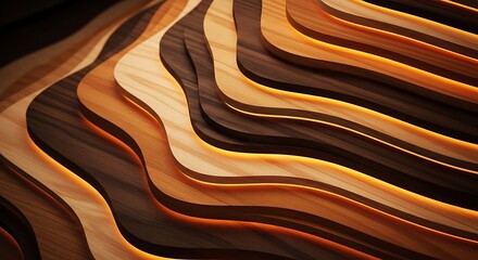 Abstract Warm Earthy Tones Wood Grain Layers Flowing Organic Design