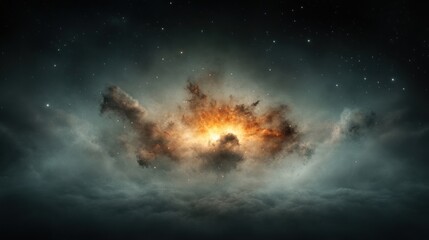 Glowing nebula with bold cosmic explosion background