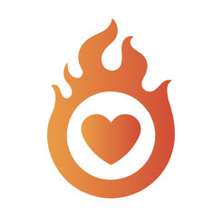 Passion Flame Heart Icon – Stylized Symbol of Love and Energy