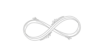 Elegant infinity symbol design with decorative floral accents on a white background