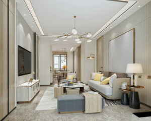 3d render of modern living room