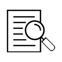 Vector art of document with magnifying glass icon symbol of search, analysis, research, or investigation of information