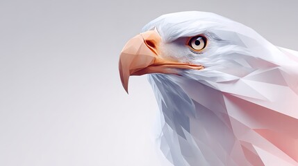 Geometric bald eagle art with sharp details and soft tones