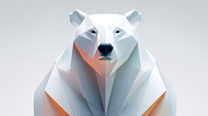 Geometric polar bear with abstract art style and soft lighting