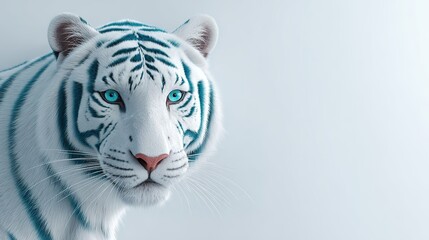 Majestic white tiger with blue eyes in a tranquil pose