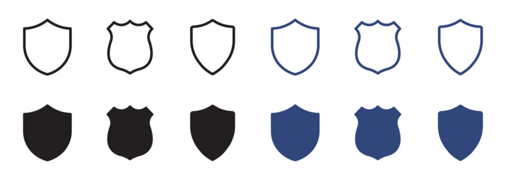 sheild icon set in line and silhouette style, vector illustration . 