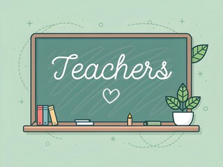 Chalkboard with the word teachers and a heart symbol