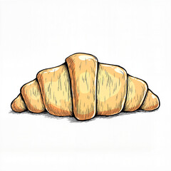 Illustration of a croissant showcasing detailed texture, food concept