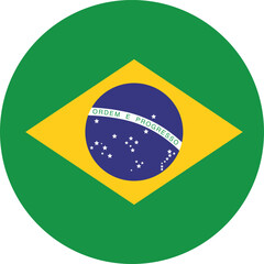 Fototapeta premium Vector illustration of the Brazilian flag, contained within a circle, representing the country of Brazil and symbolizing South American identity