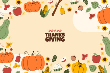 Thanksgiving Hand drawn Flat Thanksgiving Background