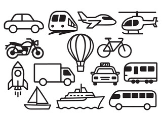 transport icons set