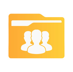 Team Folder Icon – Yellow File with People Silhouettes Representing HR Data, User Profiles, and Group Collaboration