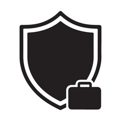 Shield protection black vector silhouette icon on white.