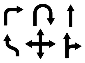 Directional Arrow Icon Set – Line Symbols for Navigation, Movement, and Instructional UI Design