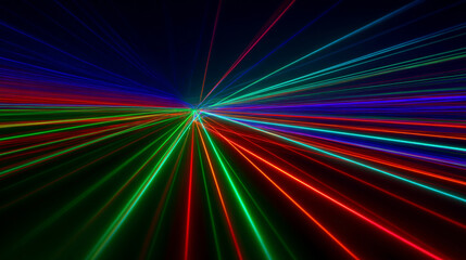 Vibrant 3D illustration of multicolor neon rays and glowing lines, perfect for futuristic, tech, music, or digital-themed projects.