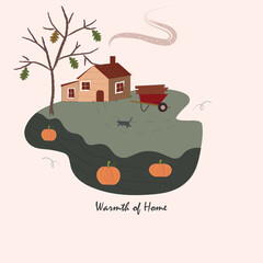 Cozy Autumn house with Pumpkins