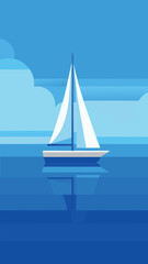 Sailboat drifting on calm glassy blue water serene nautical journey illustration vector vector