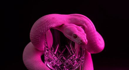 Pink Snake and Crystal Glass: Neon Halloween