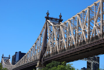 Queensboro Bridge over the East River in New York bottom view