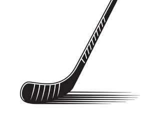 Fototapeta premium Black ice hockey stick icon with motion effect, vector illustration for sports design. Graphic symbol of a fast slap shot on a white background