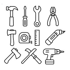 Construction and Hand Tools Vector Icons Set