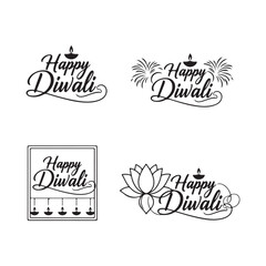 Flowing script Happy Diwali silhouette text pack