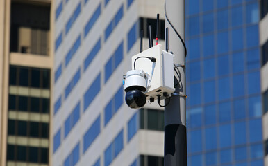 surveillance camera connected via WiFi with law enforcement for monitoring metropolis areas
