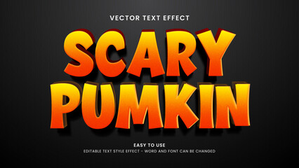scary pumkin editable text effect 3d vector