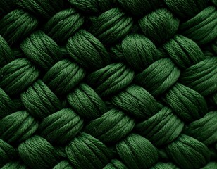 Close-up of green interwoven textile, detailed and textured