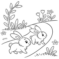 abstract floral background with birds