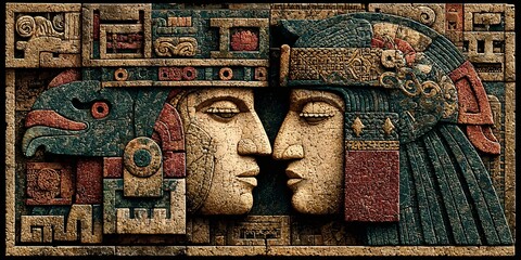 precolumbian inspired illustration people of the earth, tribal art patterns celebrating people of the earth, ancestral heritage design people of the earth