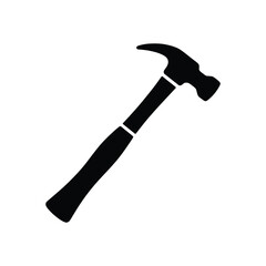 Black silhouette of a claw hammer on a white background