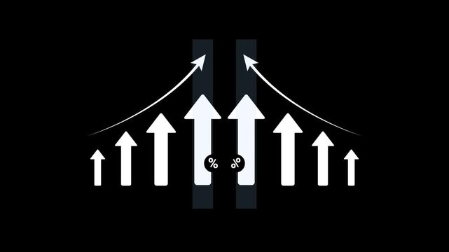Success of business strategy Cost and quality control for effective management Achieving goals businessman analyze growth and cost reduction graphs Success of business growth on a black background