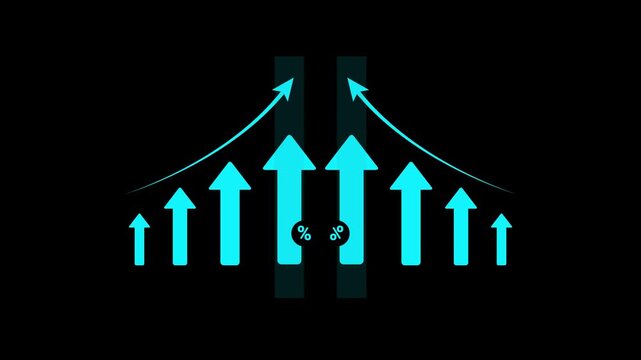 Success of business strategy Cost and quality control for effective management Achieving goals businessman analyze growth and cost reduction graphs Success of business growth on a black background