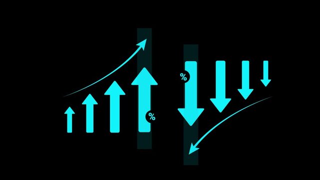 Success of business strategy Cost and quality control for effective management Achieving goals businessman analyze growth and cost reduction graphs Success of business growth on a black background