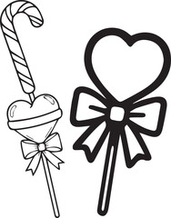Heart shaped popsicle silhouette with sprinkles and icing black vector illustration sweet dessert love concept design