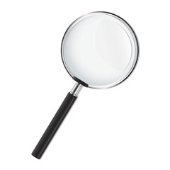 Magnifying glass on black background investigation research