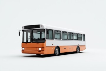 Classic orange and white bus on white background with modern design