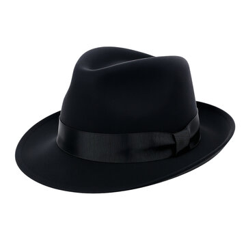 Black Fedora Hat isolated on transparent background