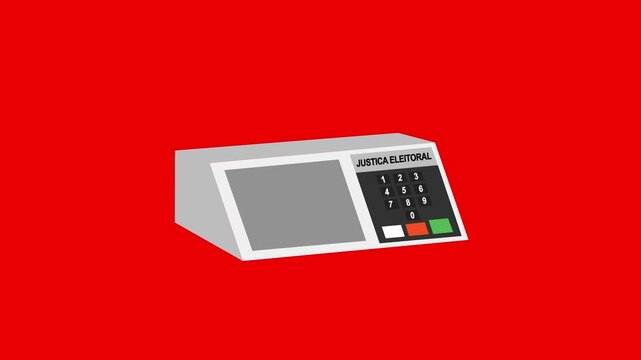 Electoral Urn. Electronic voting machine, animation, voting urn. red background, illustration. 4k motion graphics animation video .