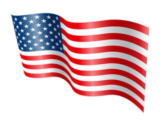 Waving American Flag illustration with stars and stripes
