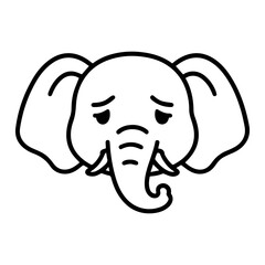 outline sad elephant on a white background
Vector line icon animal character emotion, including joy and sadness