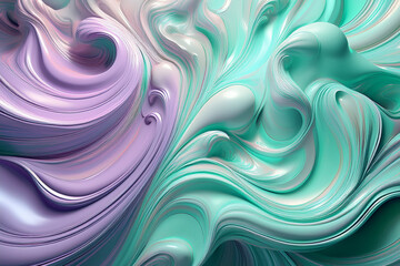 Creamy Pastel Abstract Background with 3D Liquid Paint Swirls and Texture