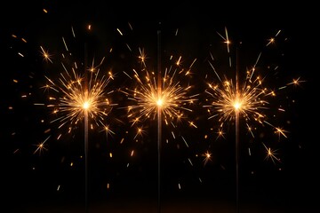 Obraz premium Sparkling golden fireworks burning together on dark black background celebrating festival of diwali new year christmas and joyous cultural holiday traditions light glow happiness