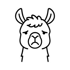 outline sad llama on a white background
Vector line icon animal character emotion, including joy and sadness