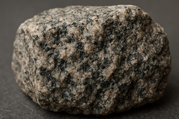 Obraz premium Granite Rock Specimen: Close-up of a rough, granular granite rock showcasing its intricate pattern and textures, a testament to the earth's enduring geological processes.