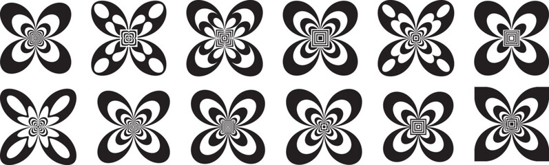 Abstract black and white pattern, hypnotizing optical illusion backdrop