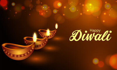 vector illustration of decorated diya for Happy Diwali holiday Hindu festival of India background