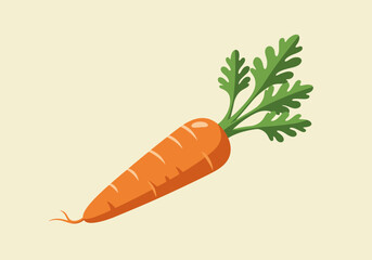 Vibrant Cartoon Carrot with Fresh Green Top.