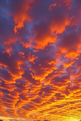 Obraz premium Fiery sunset sky ablaze with vibrant red and yellow clouds, dramatic light painting the heavens, sunset, dramatic sky, fiery sky